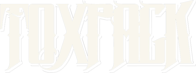 Band logo Toxpack - white font-colour - transparent background