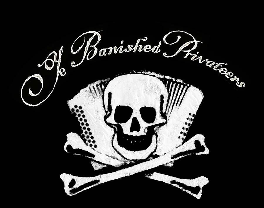 Band logo Ye Banished Privateers - black background version of the band's logo